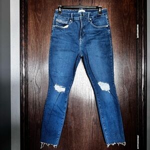 GOOD AMERICAN Women's Blue Distressed Jeans